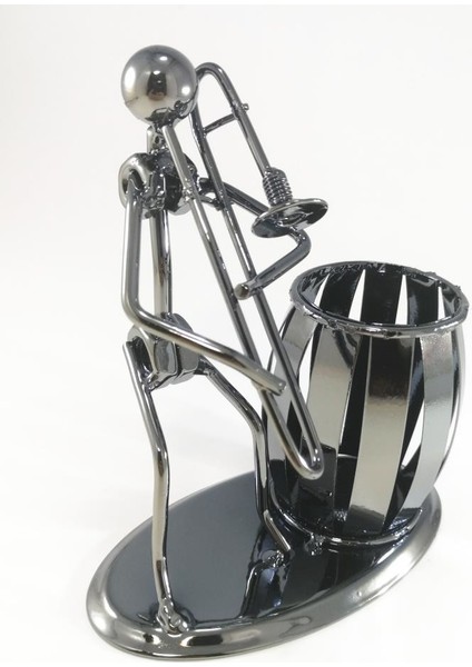 Dekoratif Trombon Çalan Adam Metal Kalemlik Masa Süsü fiyatları