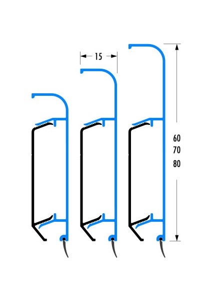 Alüminyum Süpürgelik Profili 6cmx1,5mm Boy:3mt modelleri