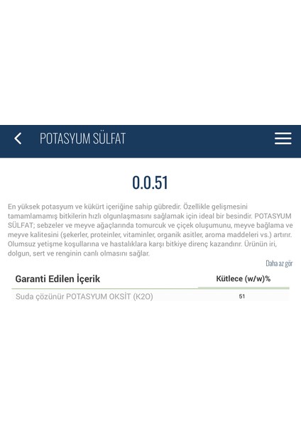 Potasyum Sülfat 0.0.51 Kükürtlü Bahçe Bitki Besini Suda Çözünür Toz Potasyum Oksit Gübresi 25 Kg modelleri