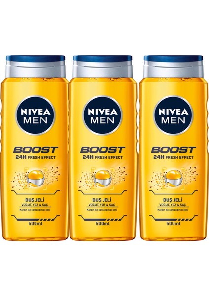 Nıvea Men Boost Erkek Duş Jeli 500 ml x 3