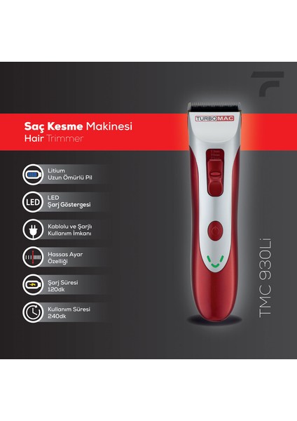 Turbomac TMC-930LI Profesyonel Saç Kesim Makinesi
