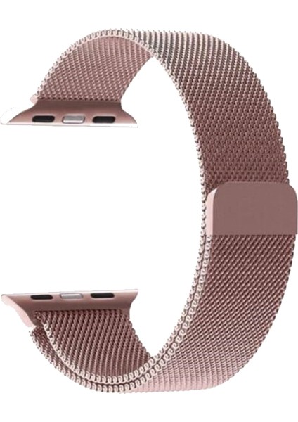 Apple Watch Uyumlu Metal Hasır Kordon 42-44mm Rose Gold