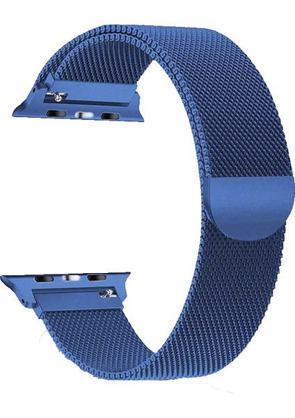 Apple Watch Uyumlu Metal Hasır Kordon 42-44mm Koyu Mavi