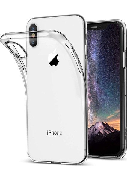 Apple iPhone x Tıpalı, Şeffaf Silikon Kılıf Şeffaf