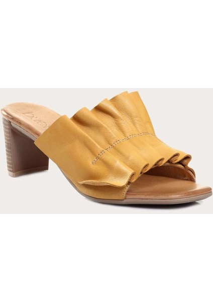 Sarı Deri Kadın Topuklu Terlik fiyatları