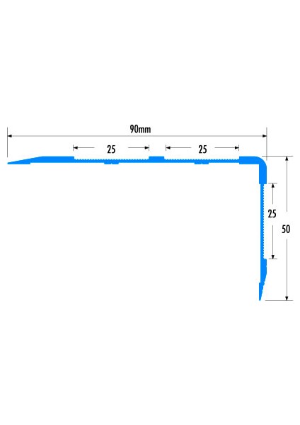 Alüminyum Merdiven Profili 90x50mm (3x25mm Titan Kaydırmaz Bant) BOY3m