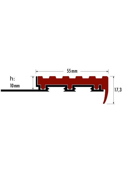 Alüminyum Merdiven Profili H:11.3mm W:55(Seramik Için Merdiven Bur.) Boy 2.7m