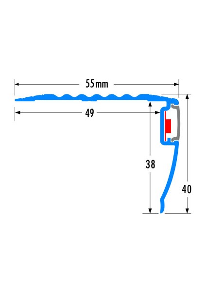 Alüminyum Işıklı Merdiven Profili 55x40mm BOY3m