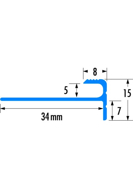 Alüminyum Merdiven Profili 5mm (Karo Halı Için) BOY3m