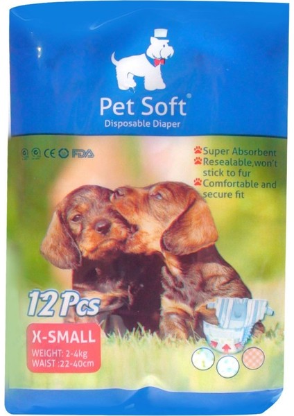 Köpek Için Alt Tuvalet Bezi Xsmall 22-40CM 12 Li