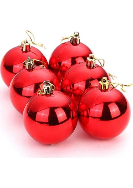 6 Li Cici 8 cm Ağaç Süsü Kırmızı