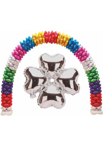 Folyo Balon Kalp Çiçek Modeli Gümüş 13ınc Pk:1