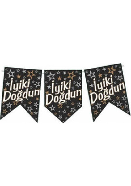 Flama Iyiki Doğdun Kırlangıç Bayrak Çift Tarafı Baskılı Siyah Pk:1