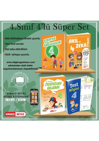 Kırmızı Beyaz Yayınlar 4.Sınıf 4lü Süper Set