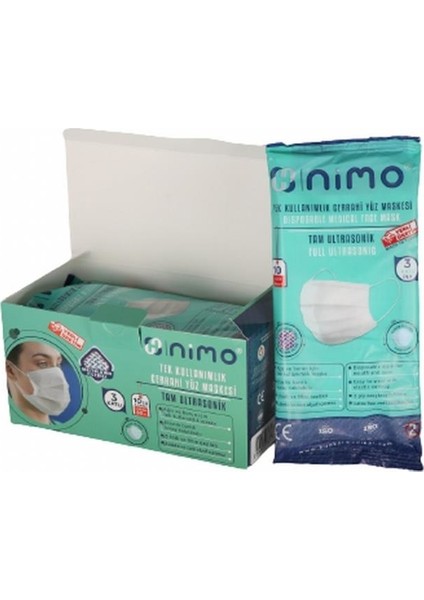 TIP2R Maske 3 Katlı Cerrahi Yüz Maskesi 10 x 5