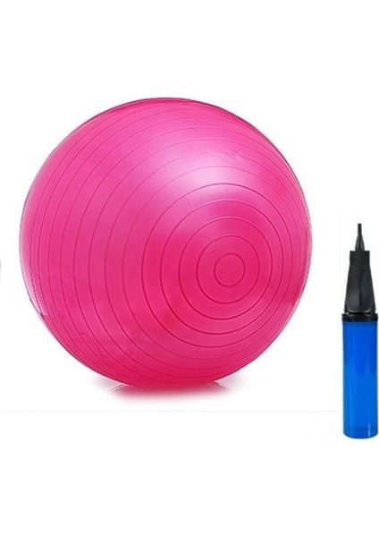 Pembe Pilates Topu - Pompa Hediyeli 65 cm Yoga Topu Spor Salonu Denge Topu Dayanıklı Fitness Top