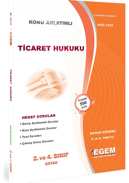 Ticaret Hukuku Konu Anlatımlı Soru Bankası-Bahar Dönemi 4. Yarıyıl