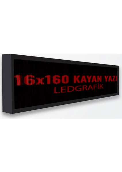 Ledgrafik 16x160 cm Kayan Yazı Kırmızı Led Tabela  telefondan wifi kontrol