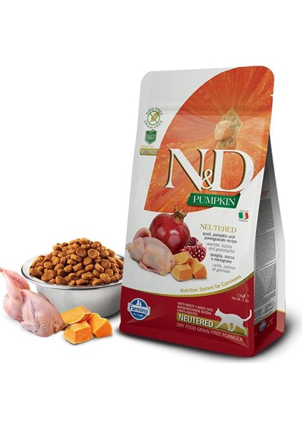 Nd Tahılsız Balkabaklı Bıldırcınlı Narlı Kısır Kedi Maması 1,5 kg