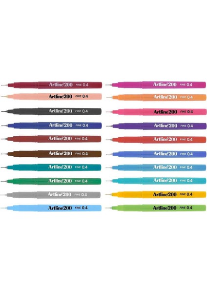 200 Fineliner 0.4mm Ince Uçlu Yazı ve Çizim Kalemi 20'li + Bic Fosforlu Kalem Seti 10'lu fırsatları