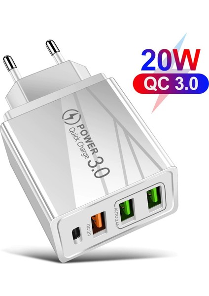 Hızlı Şarj PD20W + Qc3.0 USB + 2.4A Çift USB Çoklu Şarj