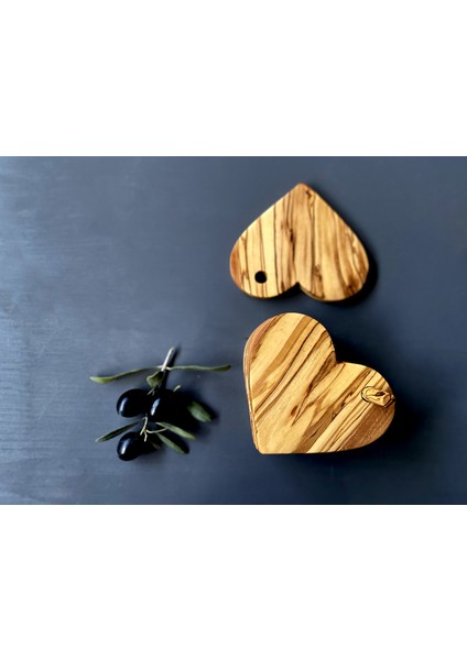 Zeytin Ağacı Kalp Formlu Bardak Altlığı Seti