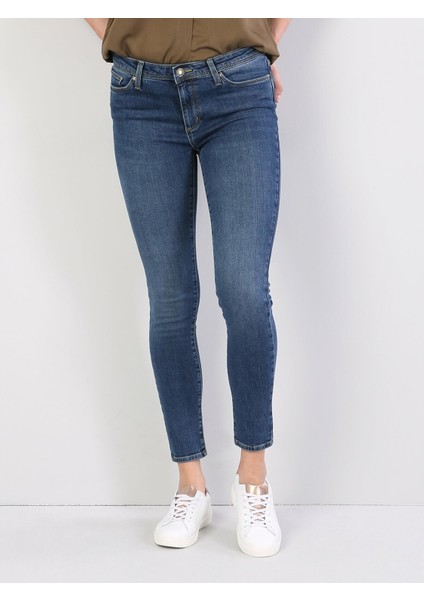 Colins 759 LARA Orta Bel Dar Paça Super Slim Fit Mavi Kadın Jean Pantolon