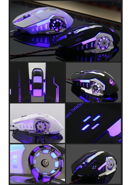 T60 2400 Dpı Rgb Işıklı USB Profesyonel Kablolu Optik Oyuncu Mouse (2 ADET)