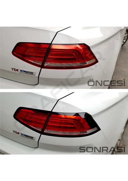 Vw Passat B8 / B8,5 Stop Çerçeve Sticker / PARLAK SİYAH-KALIN KESİKLİ TİP