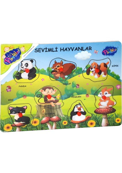 Ahşap Tutmalı Sevimli Hayvanlar Puzzle