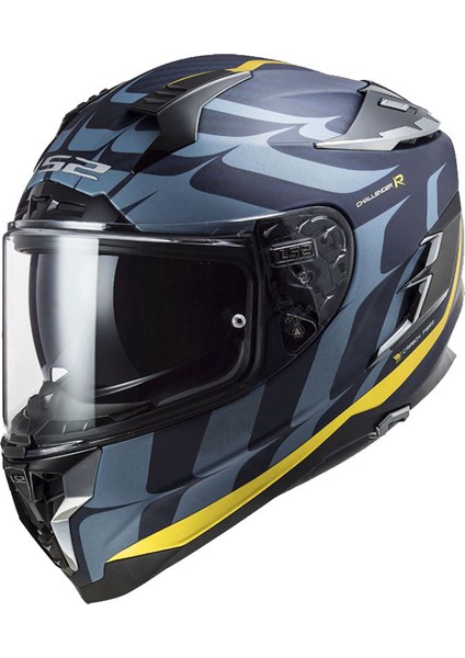 Challenger C Flames Siyah-Karbon-Sarı Kask