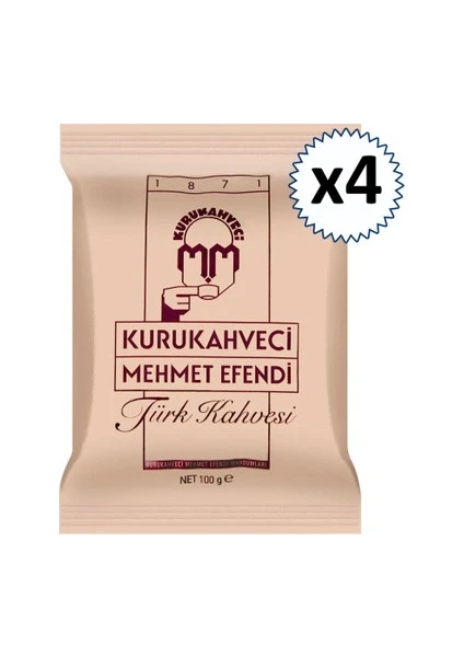 Kurukahveci Mehmet Efendi  Türk Kahvesi 100 gr x 4'lü