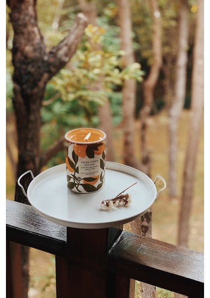 Metal Beyaz Yuvarlak Tepsi