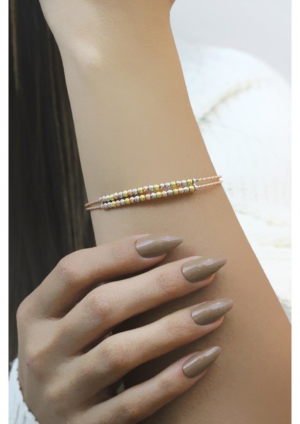 Dorissa Alrın Yaldızlı Rose Gümüş Bilezik