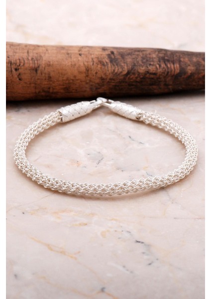 Tığ Örgü Gümüş Elişi Bileklik