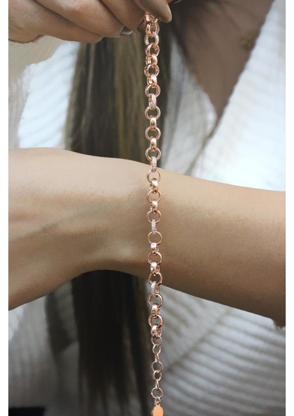 Rose Gümüş Doç Zincir Taşlı Bileklik fiyatları