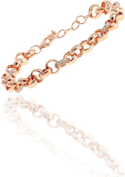 Rose Gümüş Doç Zincir Taşlı Bileklik modelleri