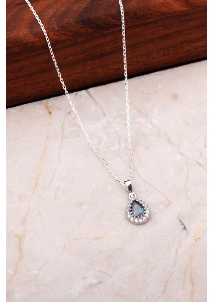Mistik Topaz Mini Damla Gümüş Kolye 7035 fiyatları
