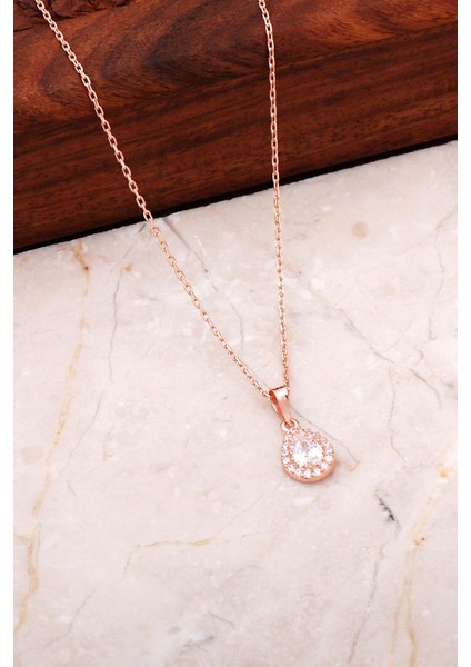 Kuvars Rose Gümüş Mini Damla Kolye 7039 fiyatları
