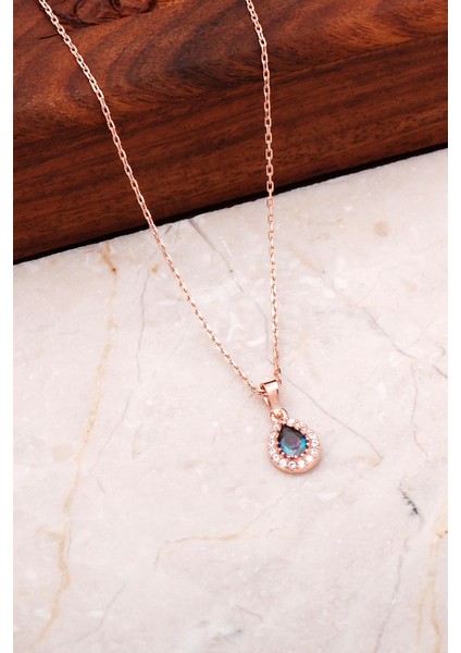 Mistik Topaz Rose Gümüş Mini Damla Kolye 7040 fiyatları