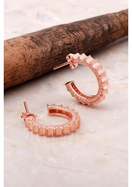Rose Gümüş 19 mm Halka Küpe