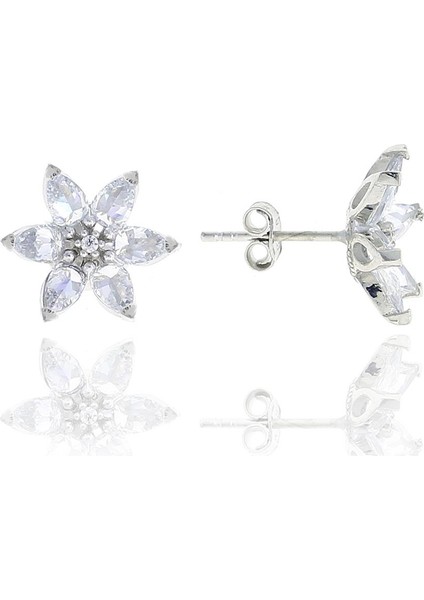 Lotus Çiçeği Tasarım Gümüş Küpe