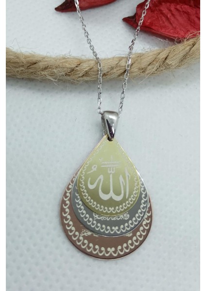 3 Lü Dua (Allah Lafzı-Nazar Duası-Ayetel Kürsi) Kadın Gümüş Kolye modelleri