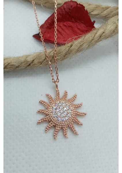 Rose Renk Güneş Model Kadın Gümüş Kolye fiyatları
