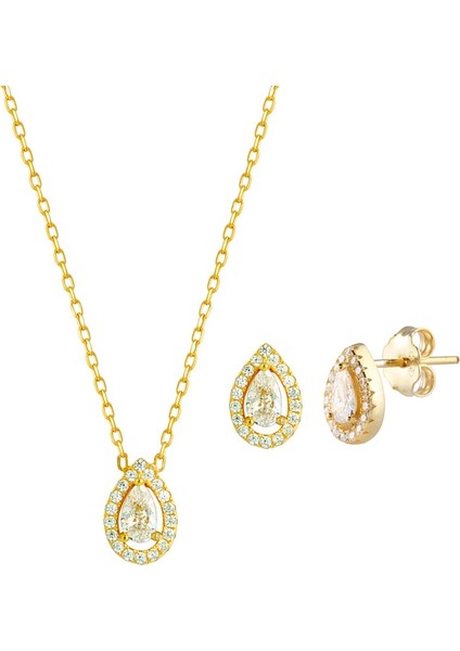 Damla Taşlı Gümüş Takı Seti