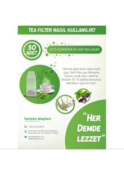 Yıldız Dem Tea Filter Çay Demleme Poşeti/filtresi 50'li