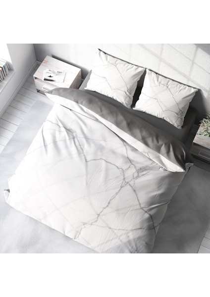 Lux Marble 3D Pamuk Saten Çift Kişilik Nevresim Takımı