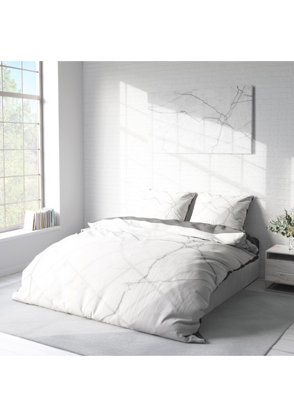 Lux Marble 3D Pamuk Saten Çift Kişilik Nevresim Takımı