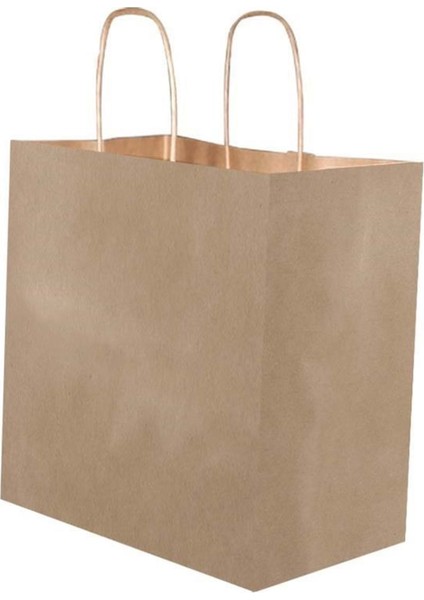 Burgu Saplı Kraft Kağıt Çanta 28X17X29 cm - 250'LI