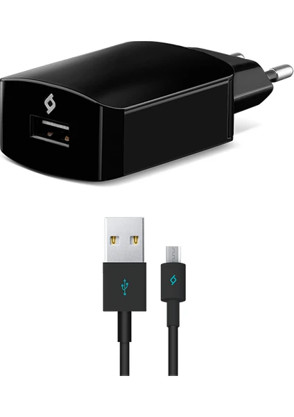 SmartCharger Seyahat Şarj Aleti 2.1A + Micro USB Kablo Siyah 2SCS20MS